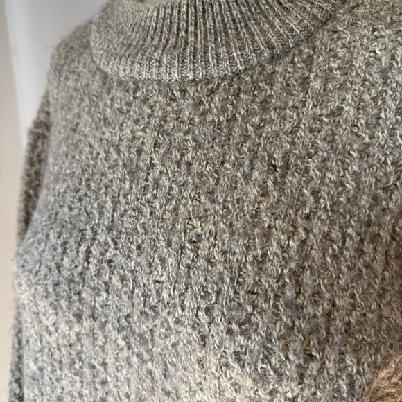 Wool Alpaca Blend Women’s Light Brown Mock Neck Ribbed Knit Cozy Sweater Sz S - Picture 4 of 9